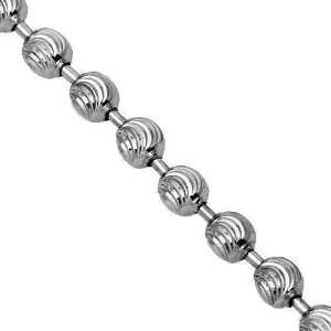 10k White Gold Mens Ball Bead Chain 3 mm