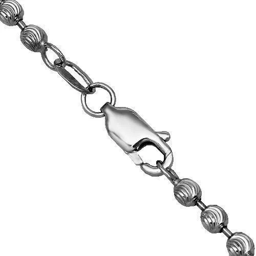 10k White Gold Mens Ball Bead Chain 3 mm