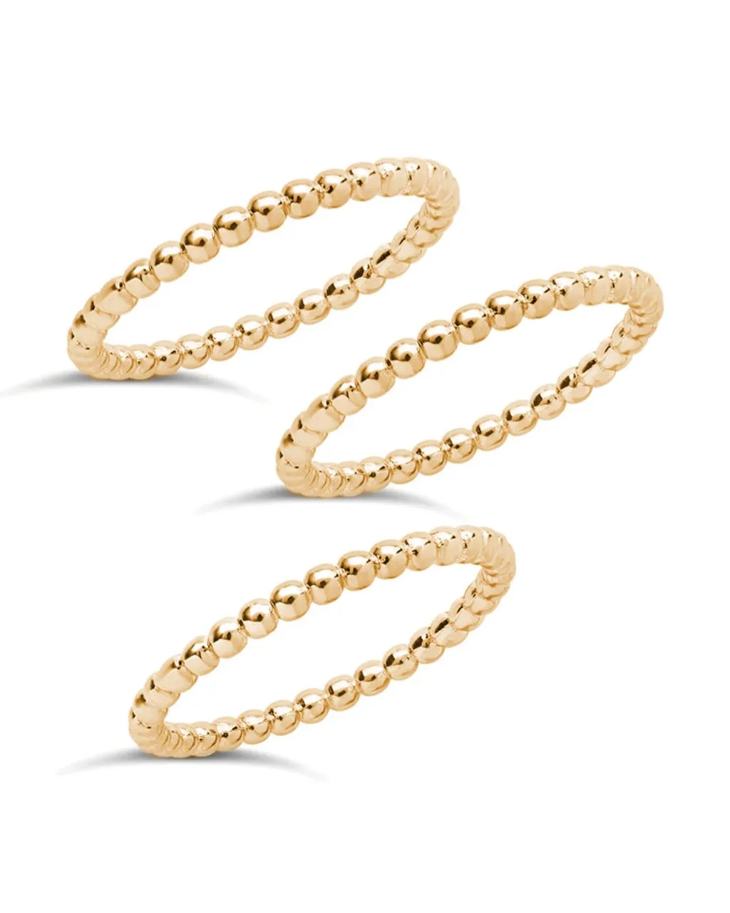 14K Gold Plated Sterling Silver Beaded Ring Set of 3