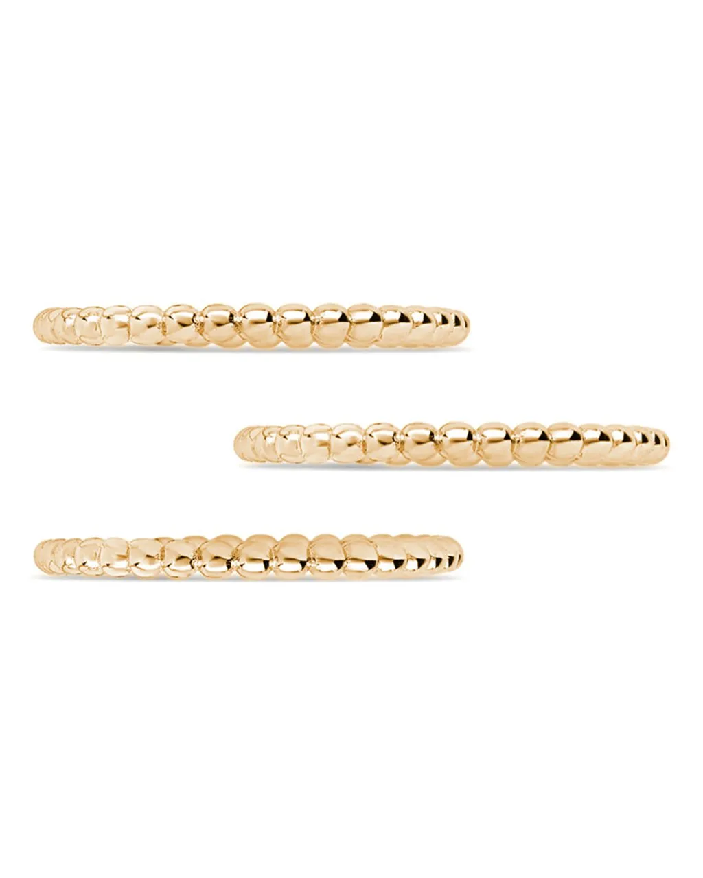 14K Gold Plated Sterling Silver Beaded Ring Set of 3