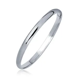 14k White Gold Dome Children's Bangle with a Polished Finish, size 5.5''