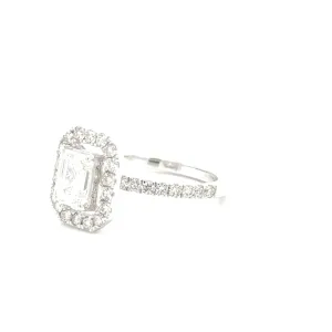 14K White Gold Emerald Cut 1.55ct Diamond Engagement Ring