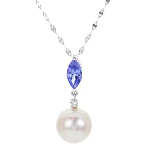 14K White Gold Freshwater and Tanzanite Pendant