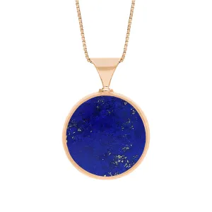 18ct Rose Gold Whitby Jet Lapis Lazuli Queens Jubilee Hallmark Double Sided Round Necklace