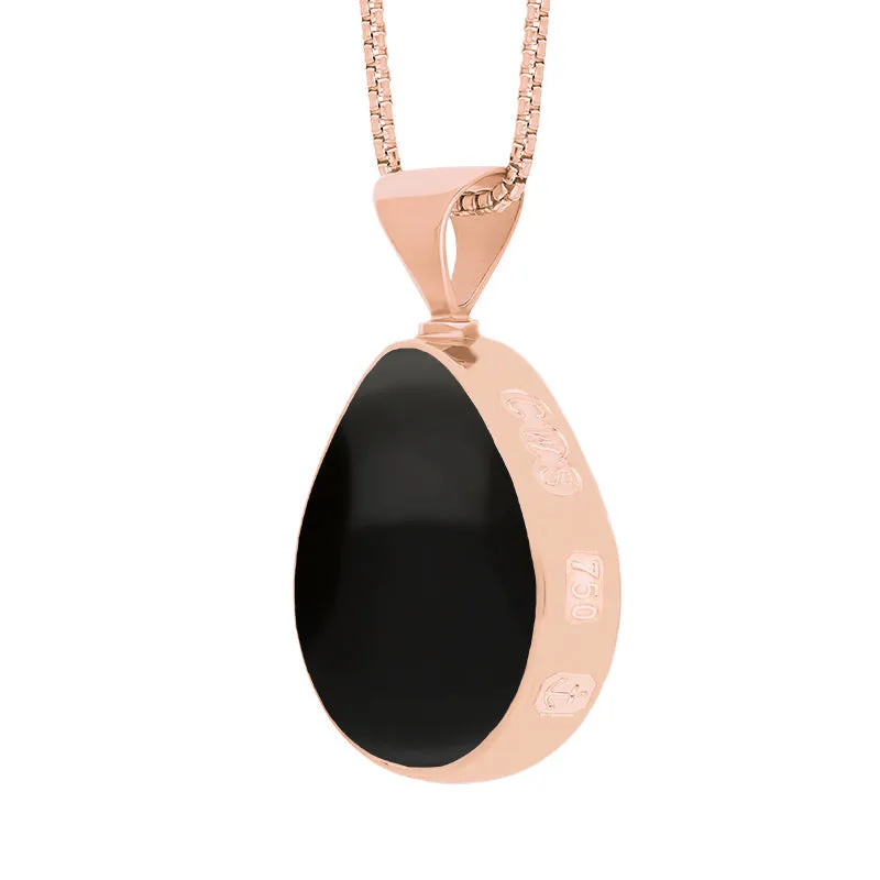 18ct Rose Gold Whitby Jet Malachite Queens Jubilee Hallmark Double Sided Pear-shaped Necklace