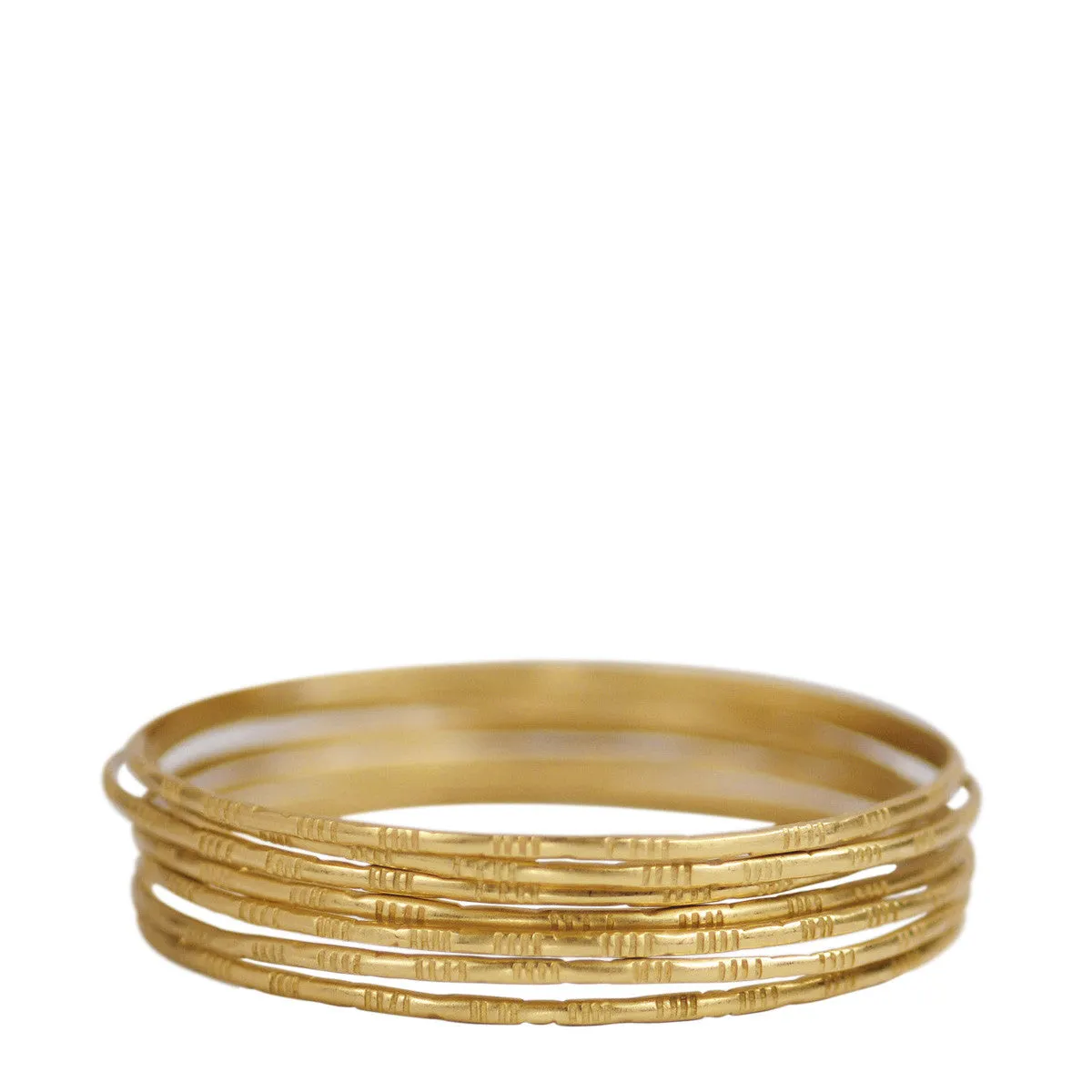 18K Gold Moroccan Bangles (Set of 7)