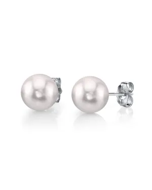 6.0-6.5mm White Akoya Round Pearl Stud Earrings