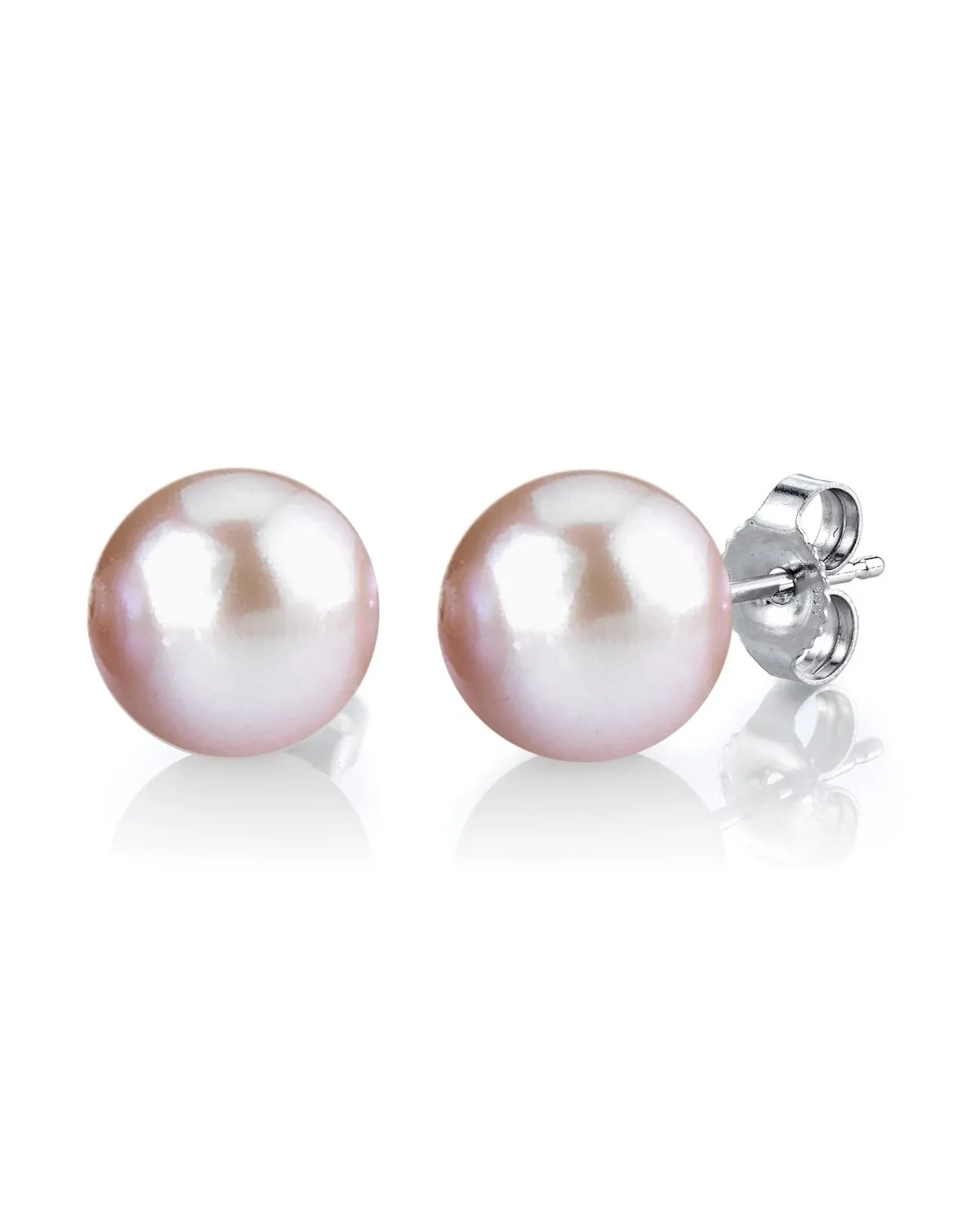 7mm Pink Freshwater Round Pearl Stud Earrings