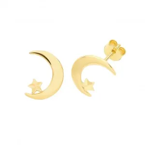 9ct Yellow Gold Moon & Star Studs ES670