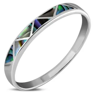 Abalone Sea Shell Silver Band Ring