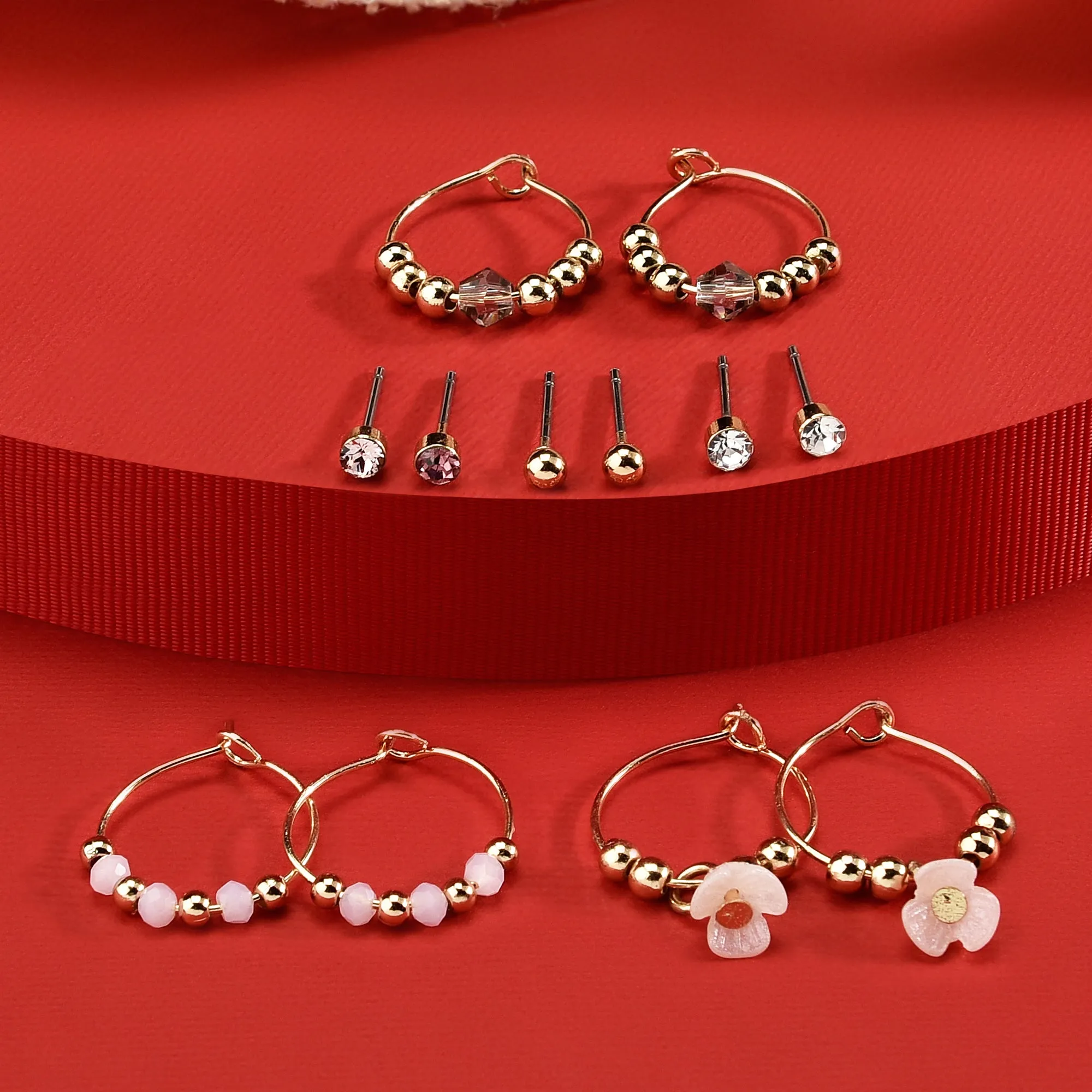 Accessorize London Women's Set Of 6  Pretty Stud & Hoop Earrings