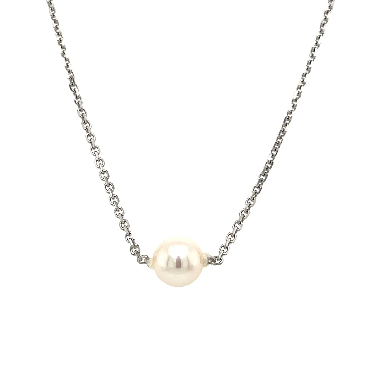 Add-a-Pearl Necklace with One 7mm White Pearl in 14K White Gold