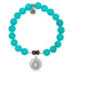 Aqua Amazonite Stone Bracelet with You're One of a Kind Sterling Silver Charm