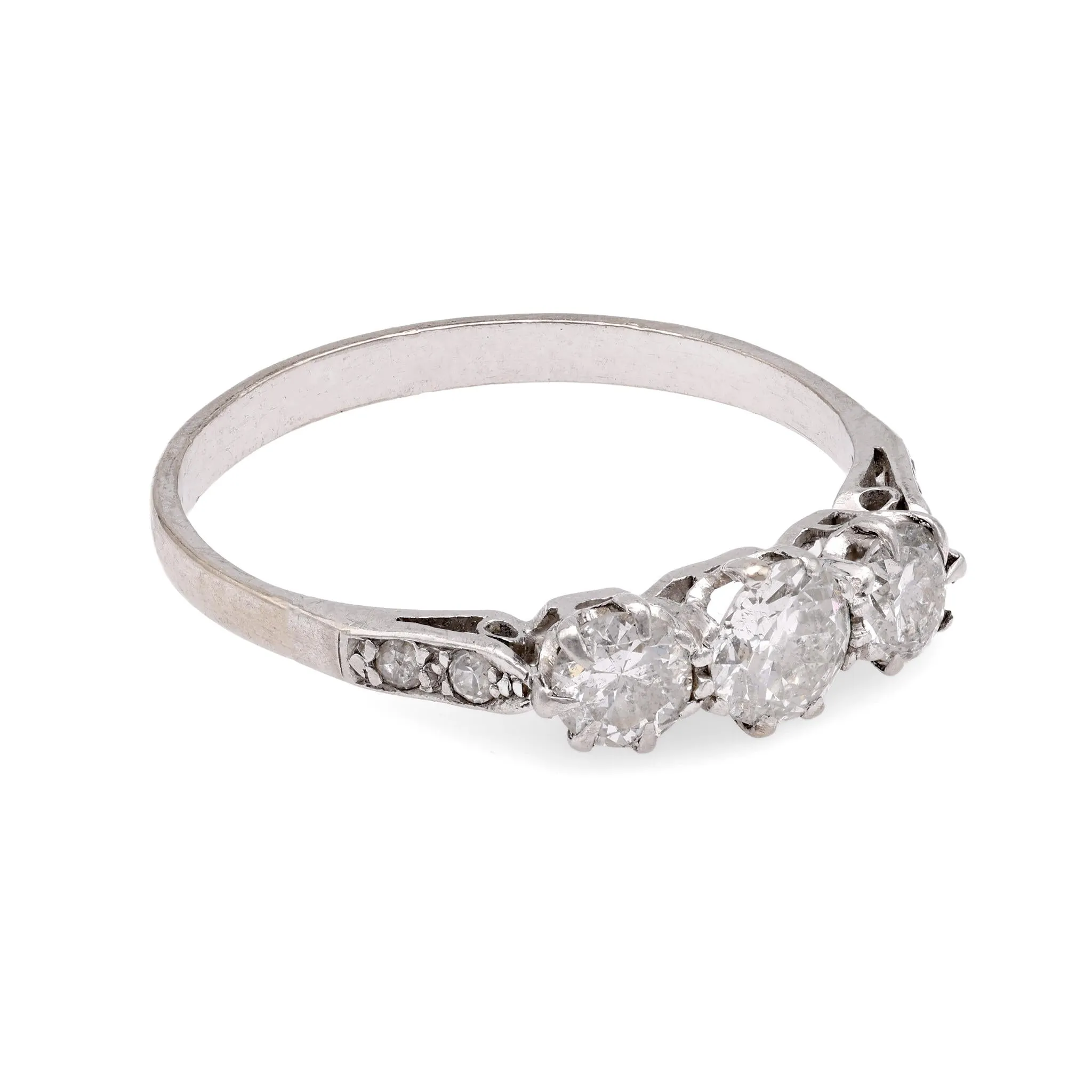 Art Deco Diamond Platinum Three Stone Ring