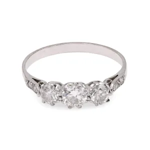 Art Deco Diamond Platinum Three Stone Ring