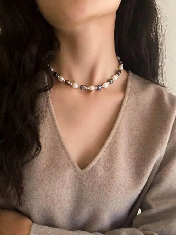 Baroque Mixed Color Pearl Necklace