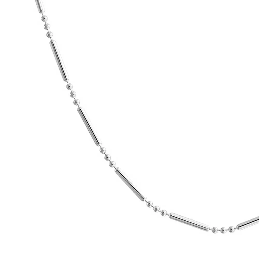 Bead Bar Ball 1.5MM Sterling Silver Chain Necklace for Men Nickel-Free Italy Made