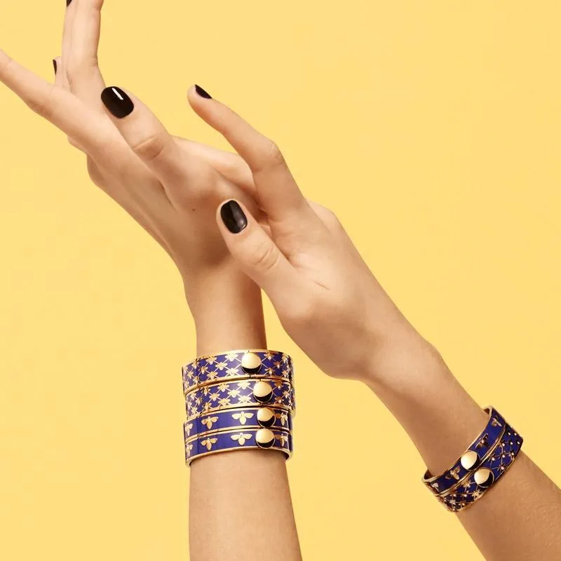 Bee Sparkle Trellis Cobalt & Gold Bangle