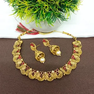 Bhavi Jewels Gold Plated Kundan Pota Stone Necklace Set