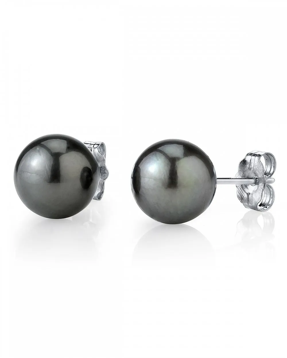 Black Tahitian Pearl Stud Earrings, 10.0-11.0mm