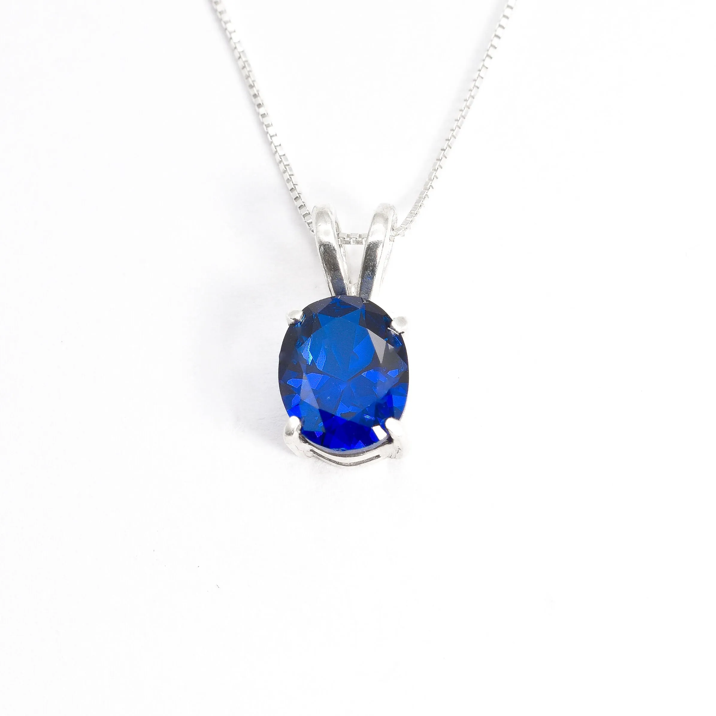 Blue Sapphire Necklace - Dainty Oval Necklace - Royal Blue Pendant