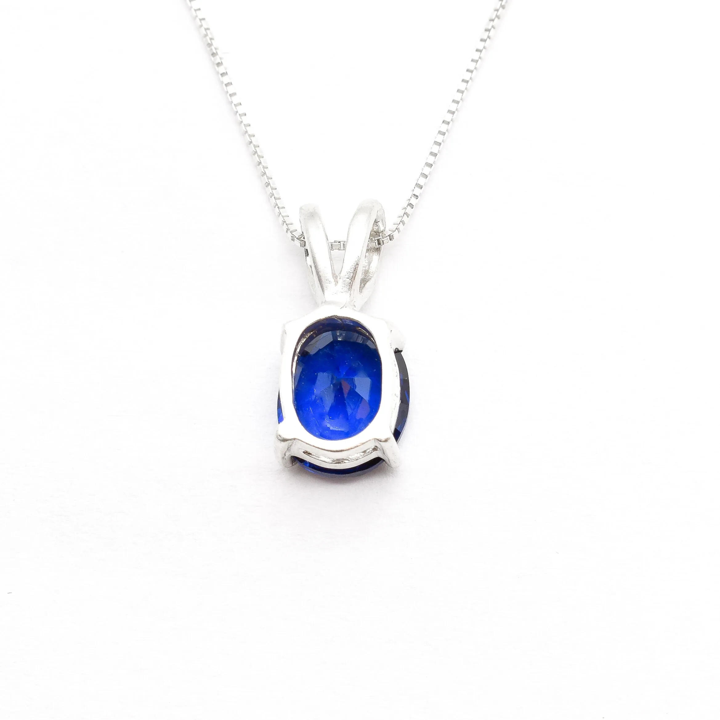 Blue Sapphire Necklace - Dainty Oval Necklace - Royal Blue Pendant