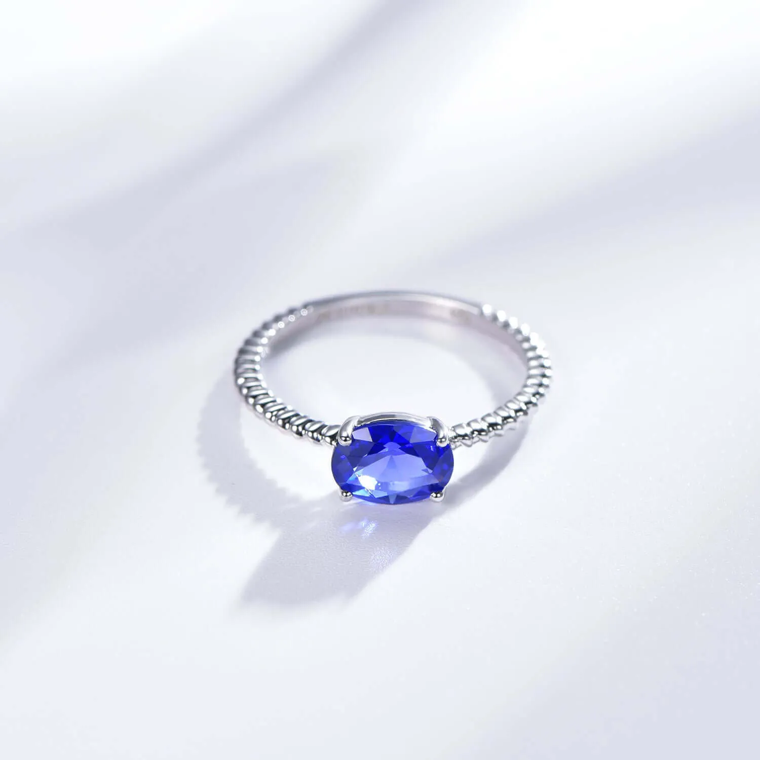 Blue Sapphire Oval Cut Engagement Ring