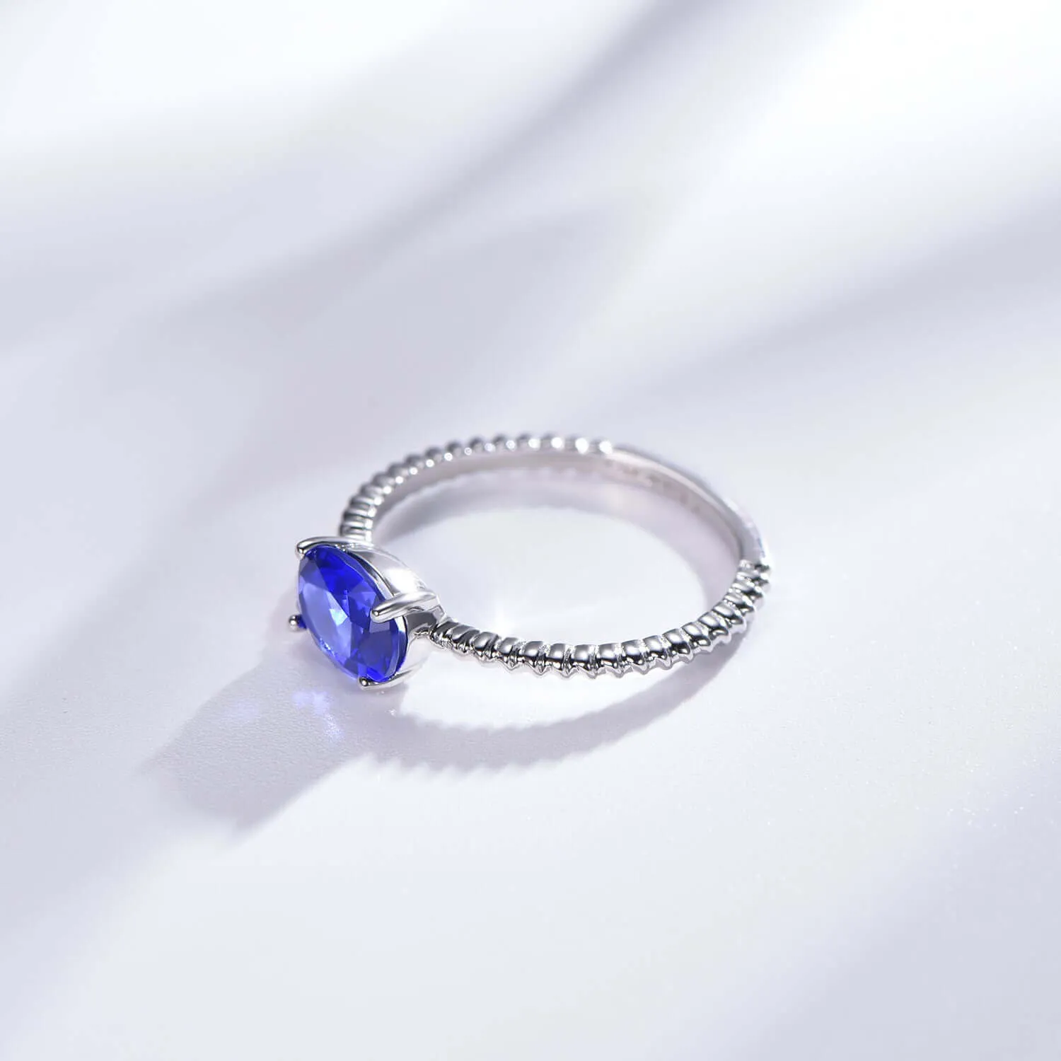 Blue Sapphire Oval Cut Engagement Ring