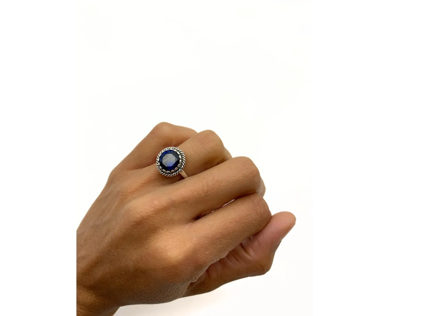 Blue Sapphire Ring - Created Sapphire Ring, September Birthstone Ring