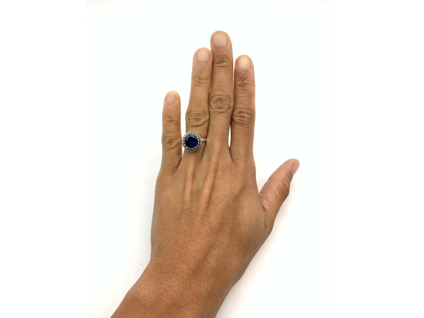 Blue Sapphire Ring - Created Sapphire Ring, September Birthstone Ring