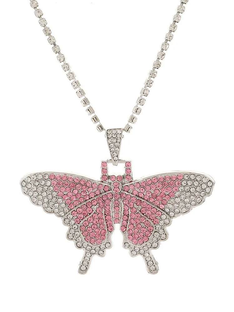 Butterfly Pendant Rhinestone Necklaces