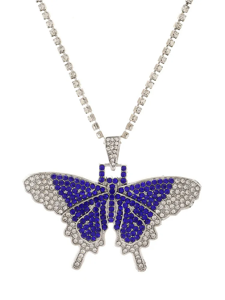 Butterfly Pendant Rhinestone Necklaces