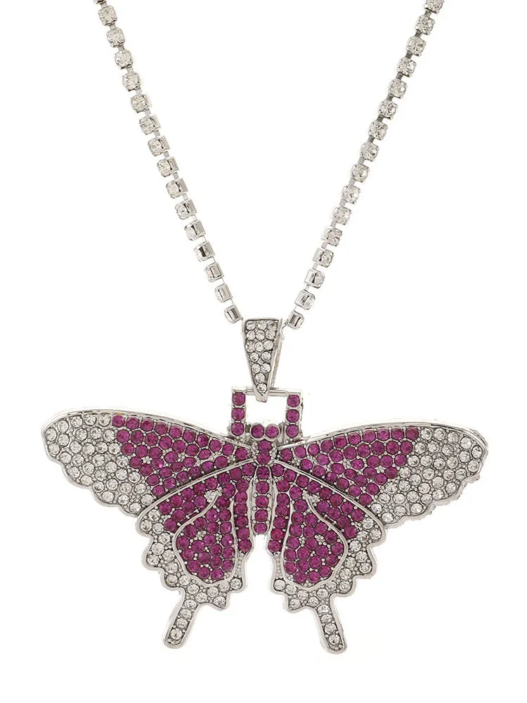 Butterfly Pendant Rhinestone Necklaces