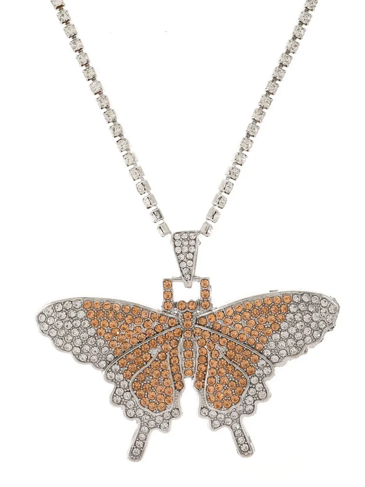 Butterfly Pendant Rhinestone Necklaces