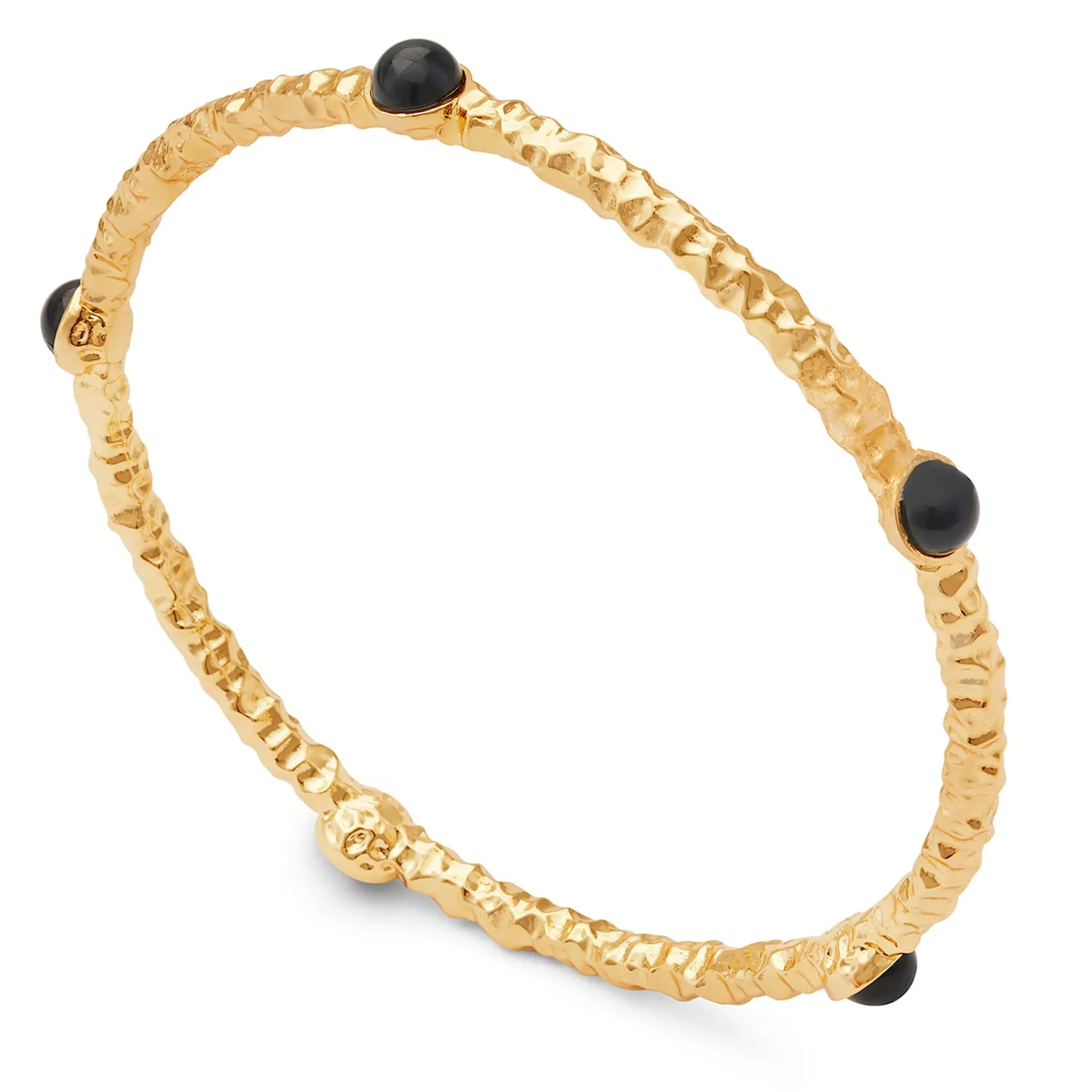 Cabochon Black & Gold Push-On Bangle