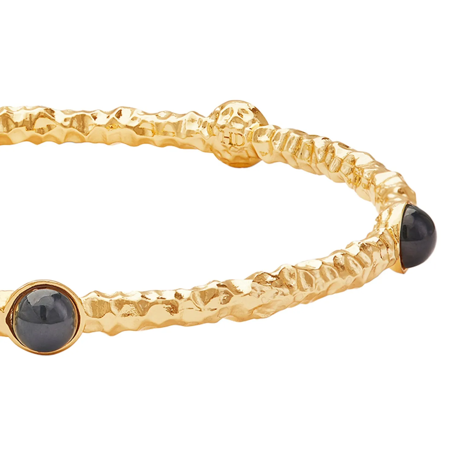 Cabochon Black & Gold Push-On Bangle