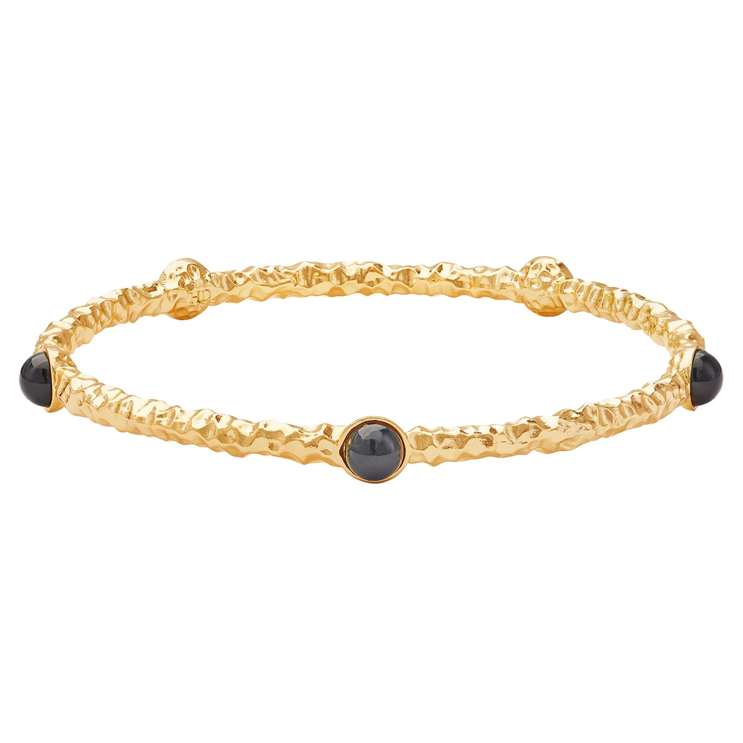 Cabochon Black & Gold Push-On Bangle