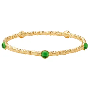 Cabochon Emerald & Gold Push-On Bangle