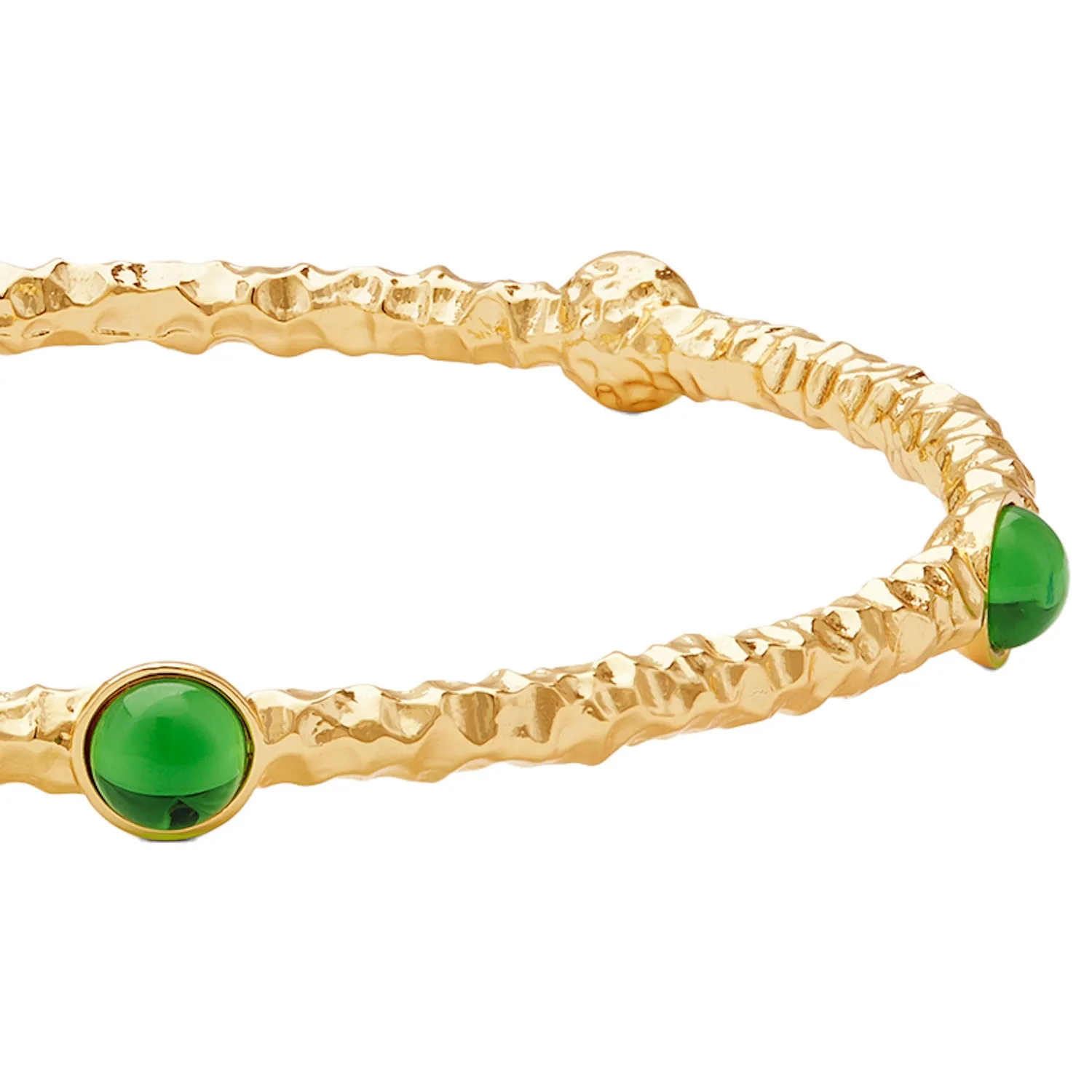 Cabochon Emerald & Gold Push-On Bangle