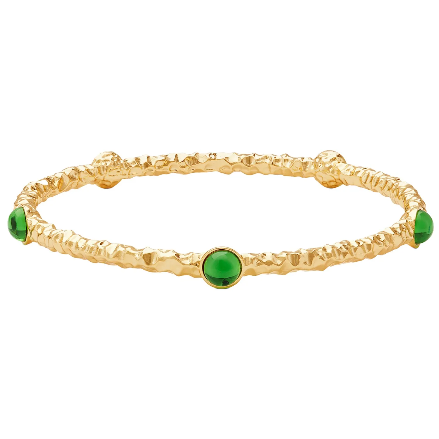 Cabochon Emerald & Gold Push-On Bangle