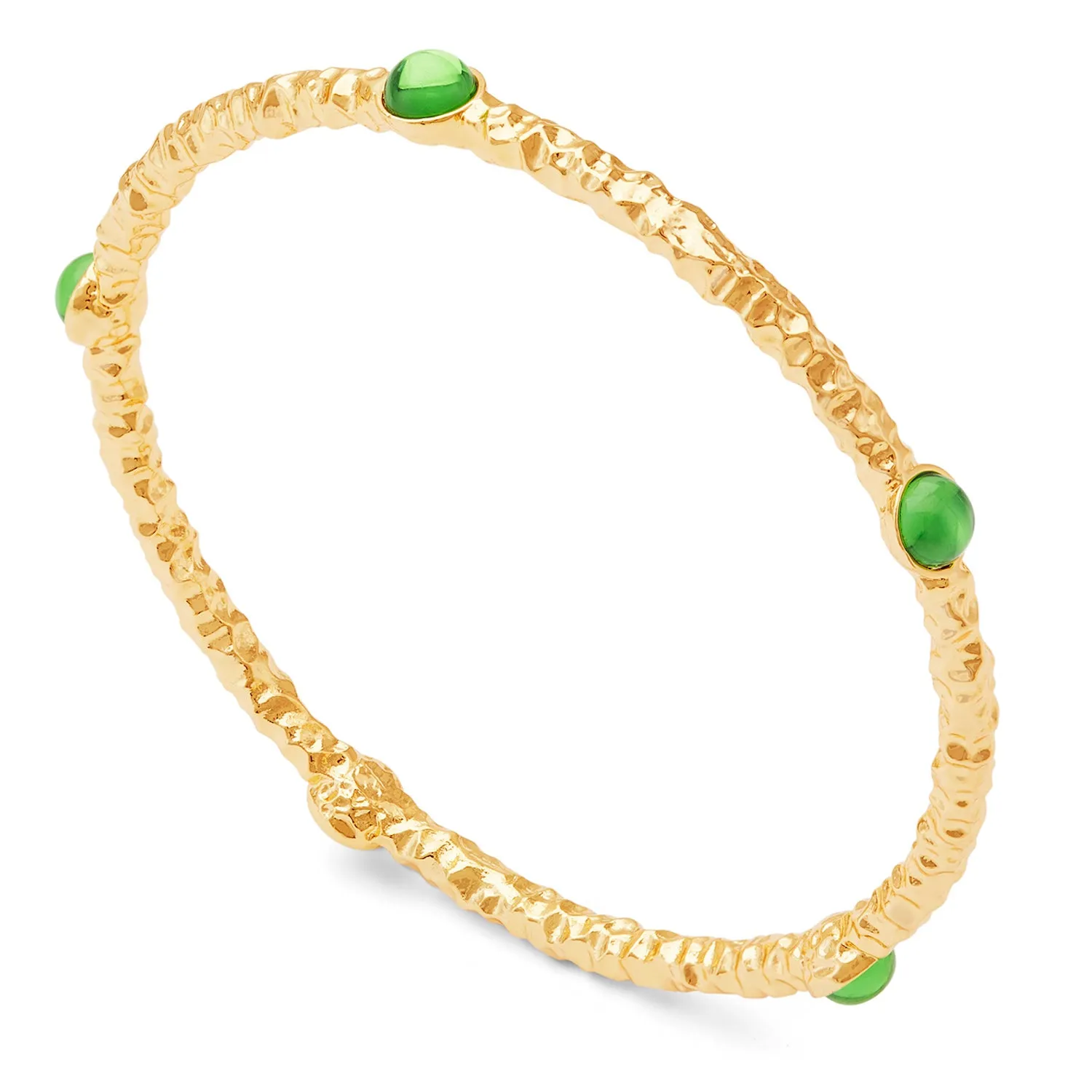 Cabochon Emerald & Gold Push-On Bangle