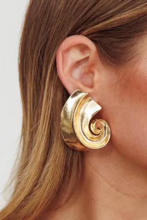 Calypso Spiral Shell Earrings Gold