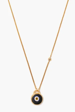 Chan Luu Black Evil Eye Necklace With Champagne Diamond