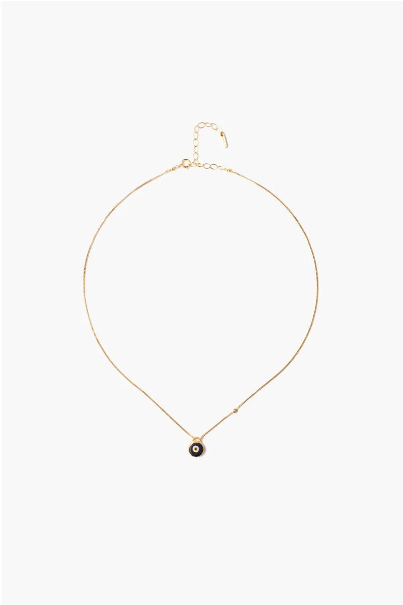 Chan Luu Black Evil Eye Necklace With Champagne Diamond