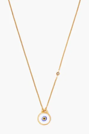 Chan Luu White Evil Eye Necklace With Champagne Diamond (Pre-Order)