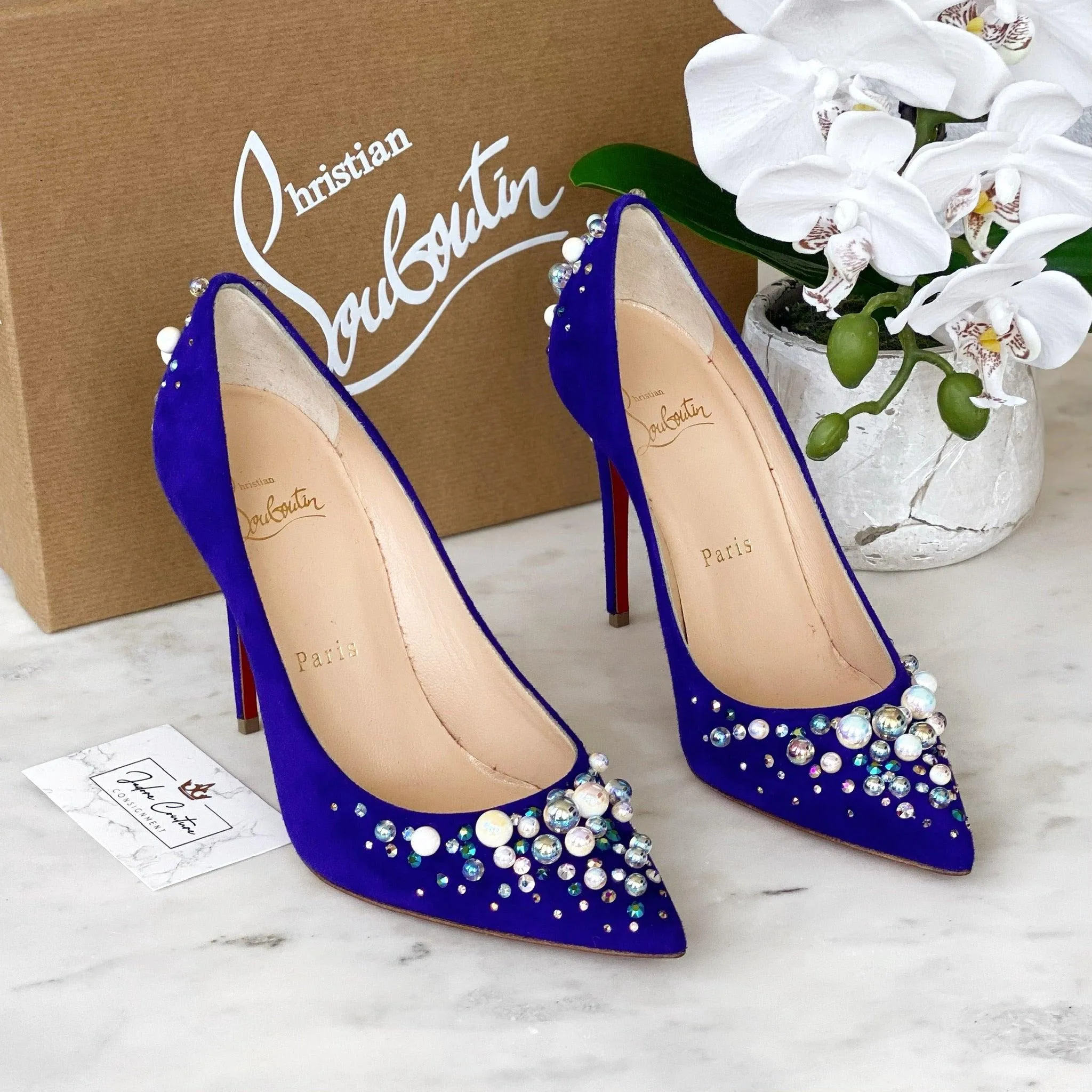 Christian Louboutin Purple Pop Suede Candidate Pumps 35