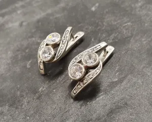 Classy Diamond Earrings - Sparkly Vintage Earrings - Drop Diamond Earrings