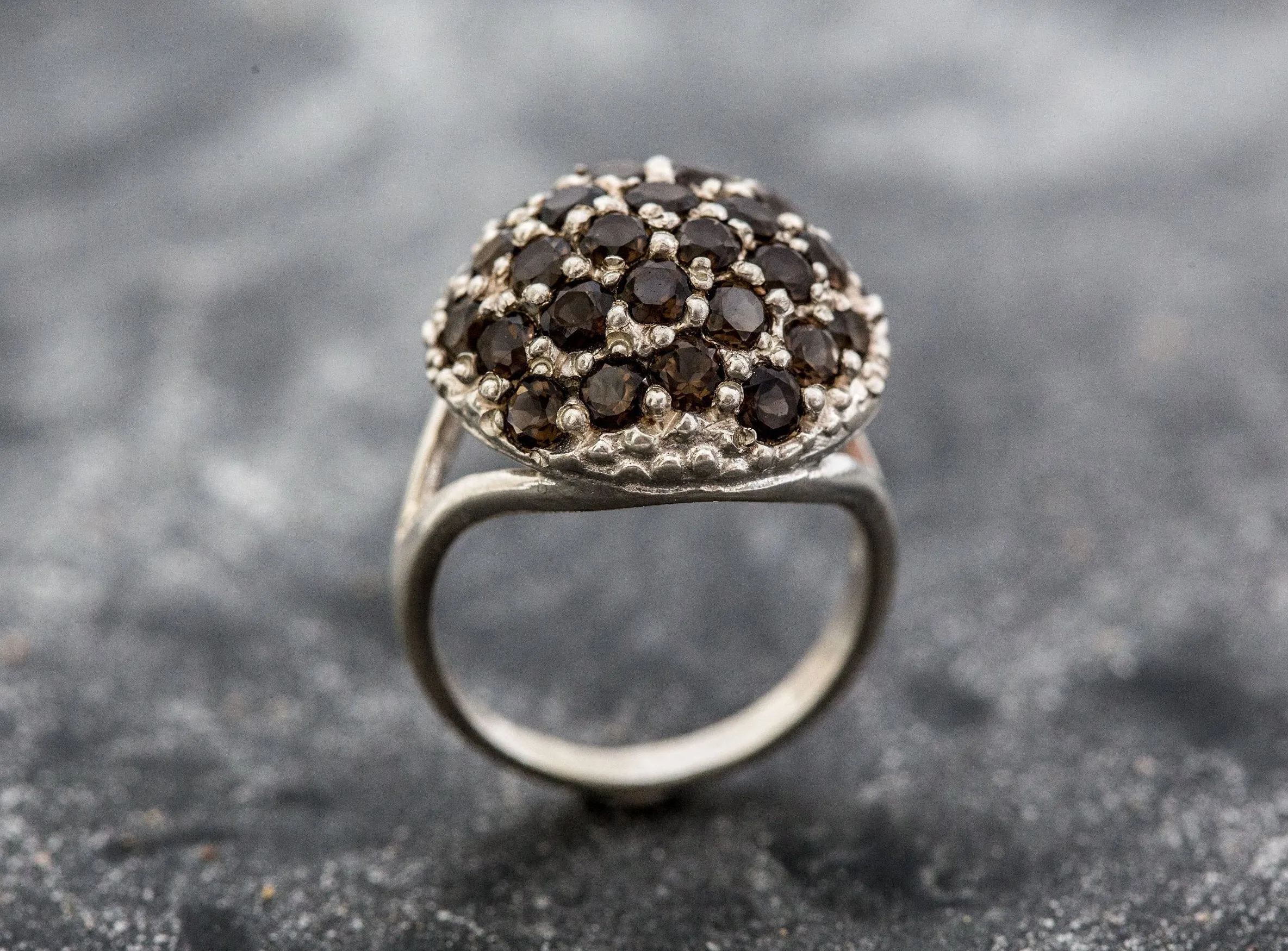 Cluster Topaz Ring - Smoky Topaz Ring - Brown Diamond Ring