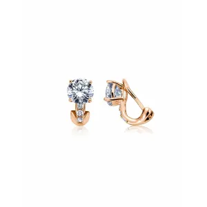 CRISLU Postless (Clip) Stud Earrings Finished in 18kt Rose Gold