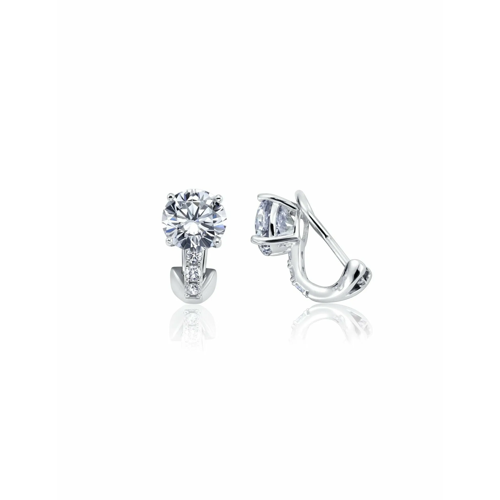 CRISLU Postless(Clip) Stud Earrings Finished in Pure Platinum